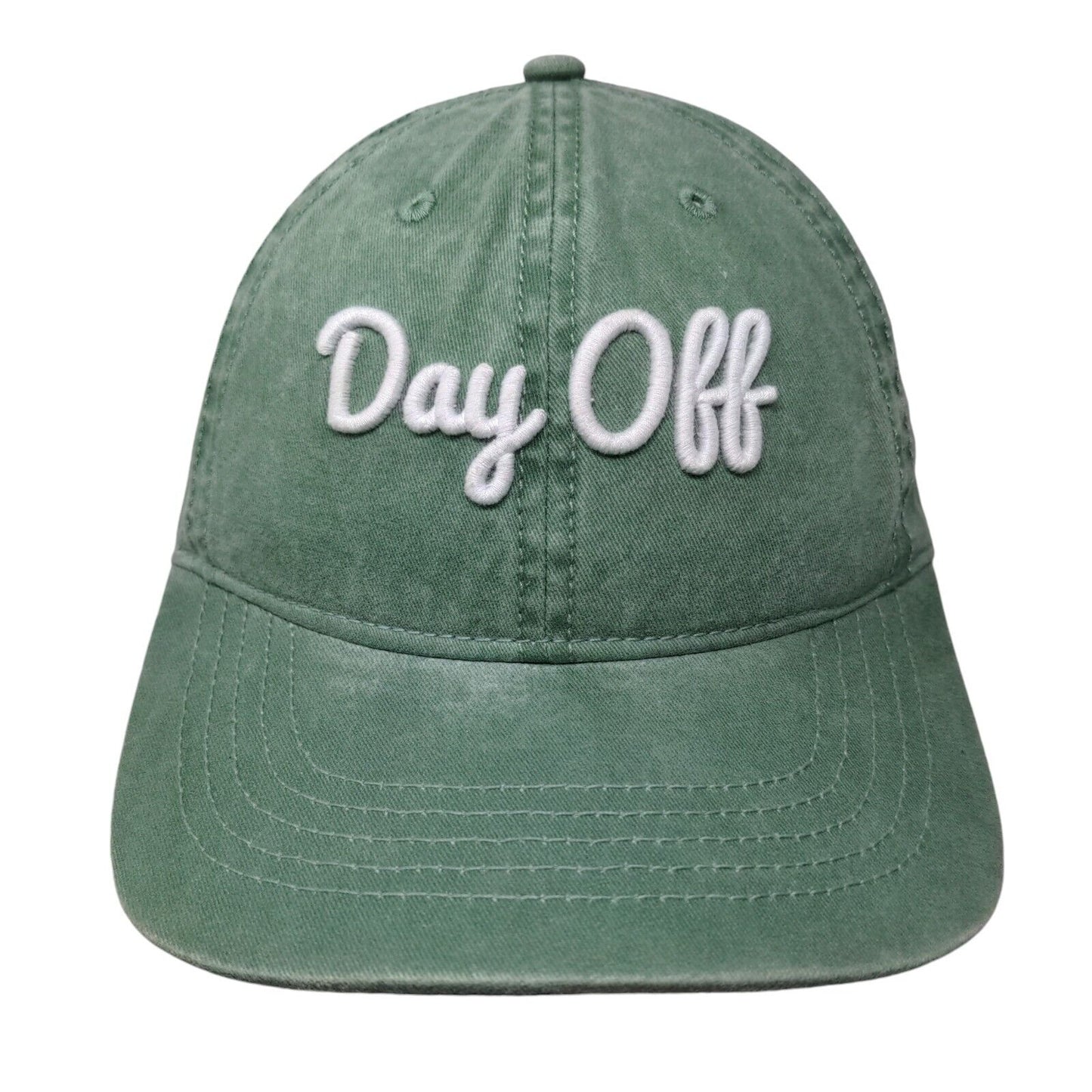 Day Off Slideback Hat Green OSFM Adjustable Embroidered Vented Holes 6 Panel