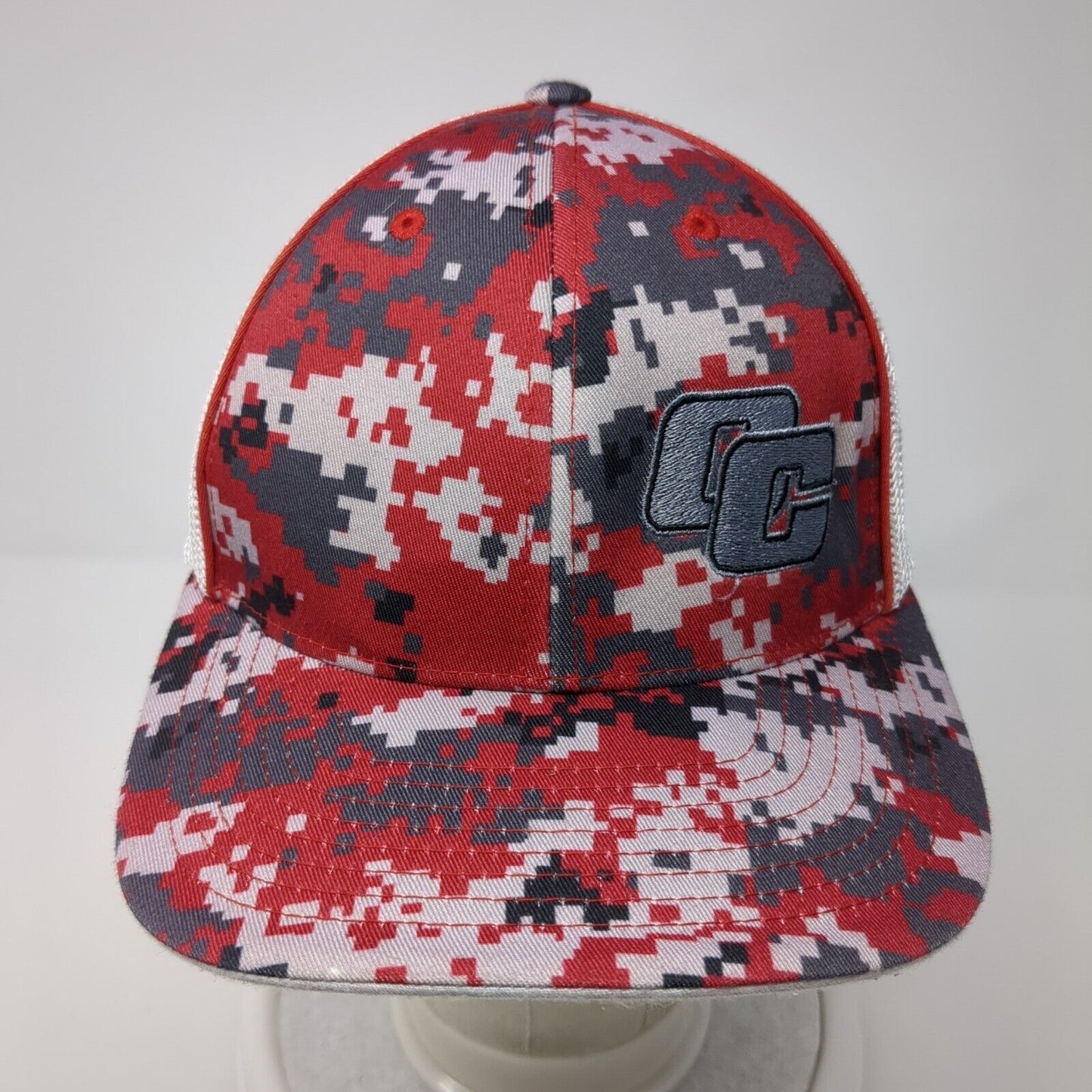 Pacific Headwear Fitted Mesh Back Trucker Hat Camo S-M Embroidered Logo