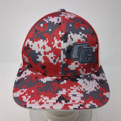 Pacific Headwear Fitted Mesh Back Trucker Hat Camo S-M Embroidered Logo