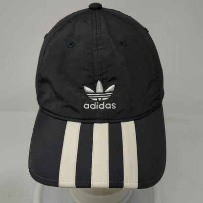 Adidas Baseball Cap Black One Size Stripe Brim Nylon Slideback Trefoil Hat