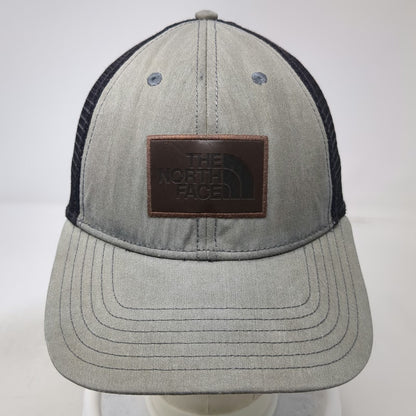 The North Face Trucker Hat Gray One Size Brown Logo Patch Mesh Back Snapback