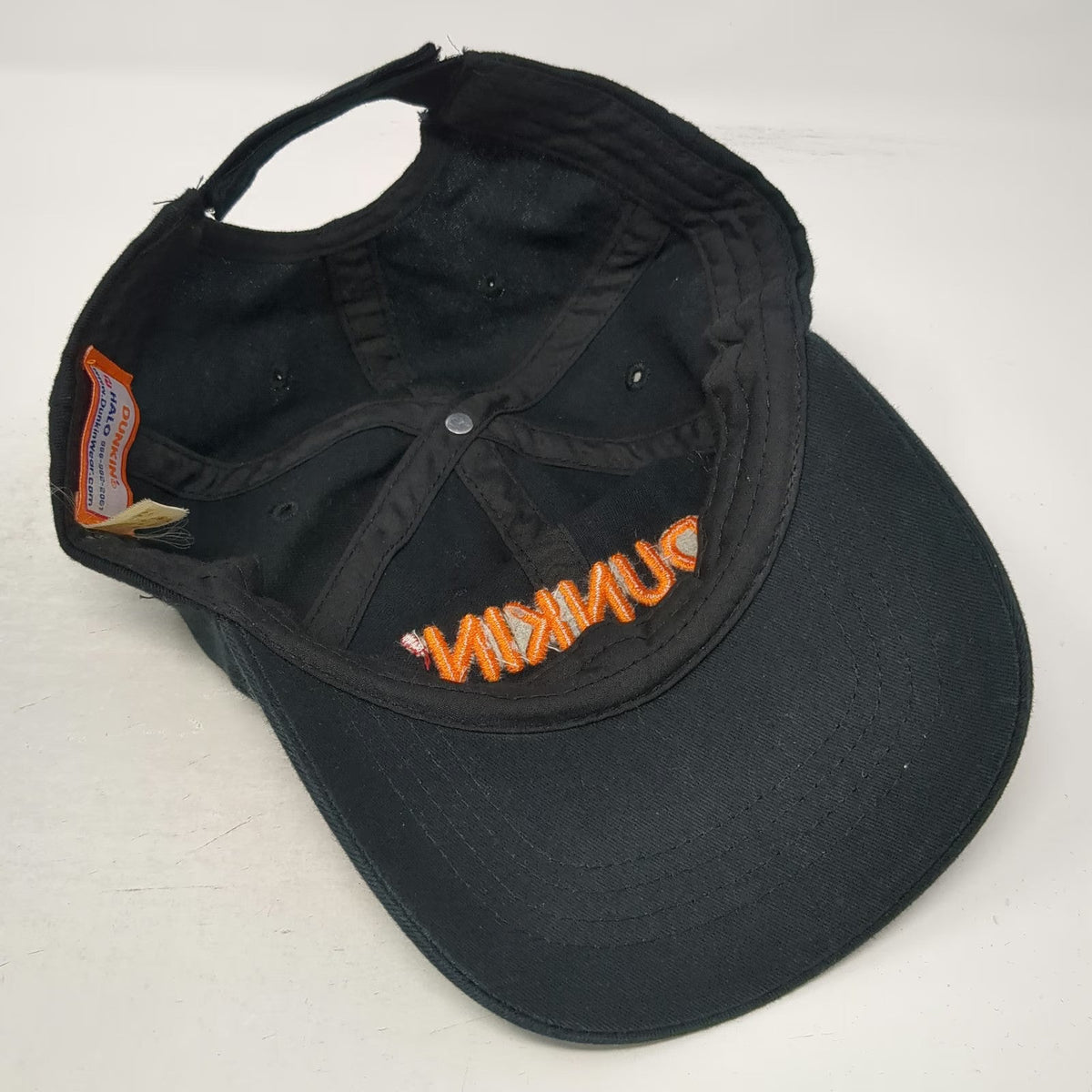 Dunkin Baseball Cap Black One Size Embroidered Logo Strapback Hat Coffee Donut