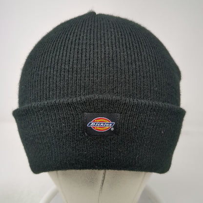 Dickies Beanie Black One Size Cuffed Ribbed Knit Logo Patch Acrylic Work Hat