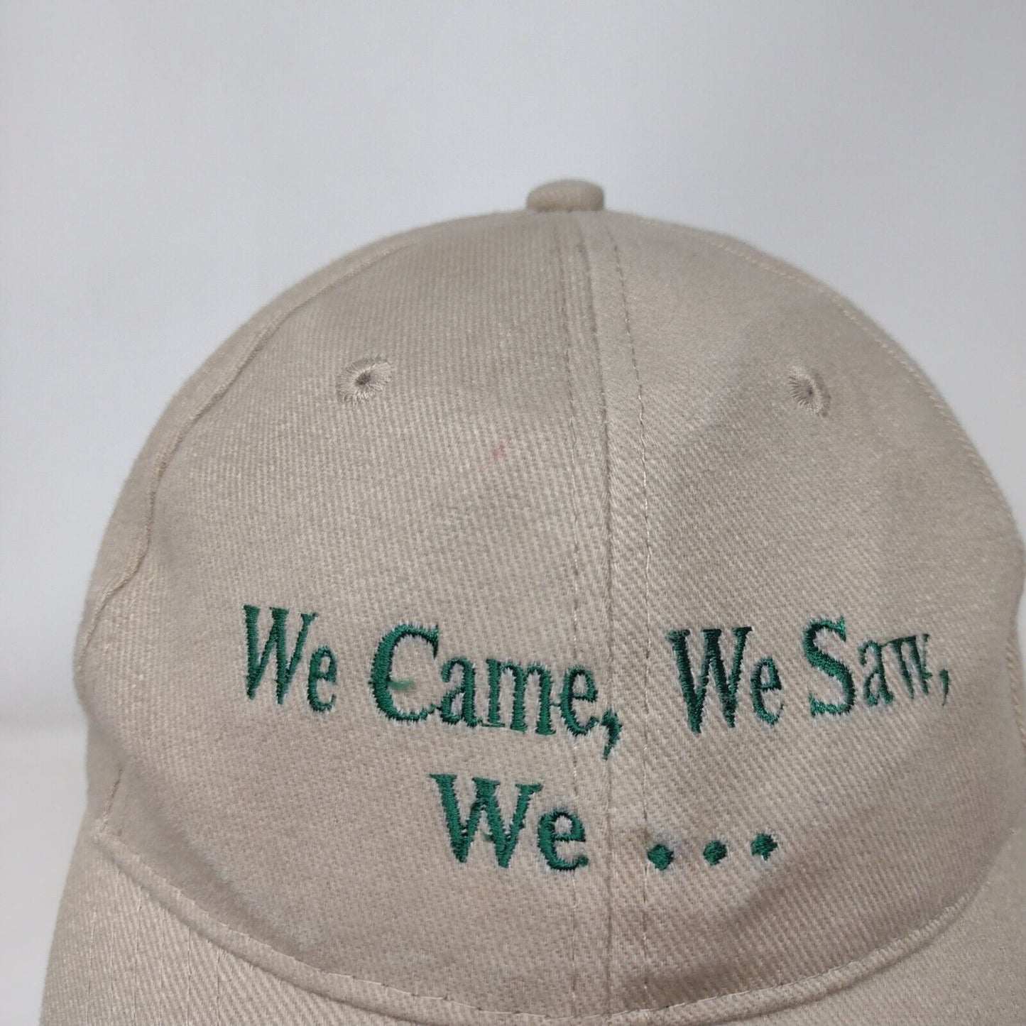 We Came We Saw We... Slideback Hat Tan One Size Adjustable Port & Company Cotton