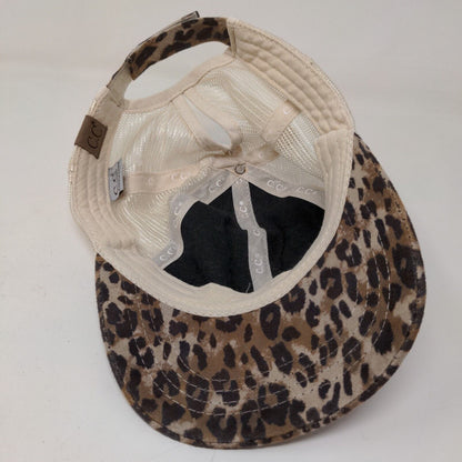 C.C. Women's Strapback Mesh Back Hat Multicolor Leopard Pattern Ponytail Hole