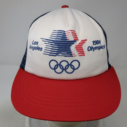 Action Headwear 1984 Los Angeles Olympics Trucker Hat White Red Blue Vintage