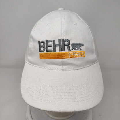 BEHR Pro Strapback Hat White One Size Adjustable Embroidered Vented Holes