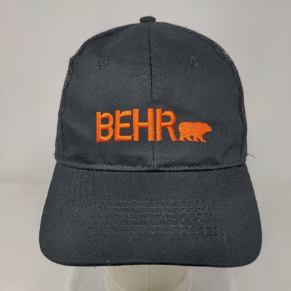 Behr Strapback Mesh Back Trucker Hat Black OSFA Embroidered 6 Panel