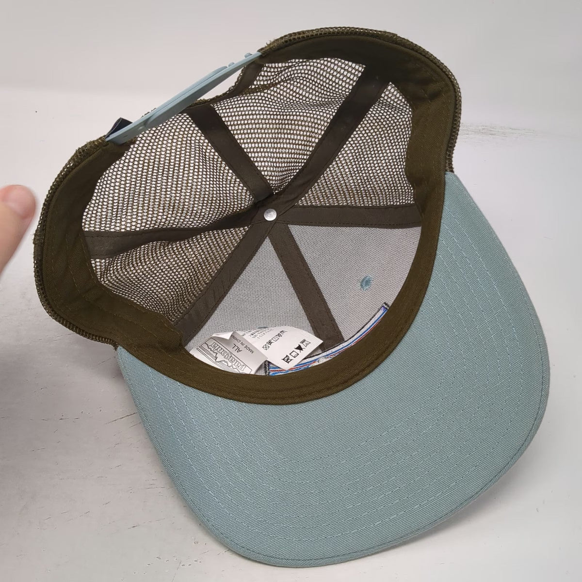 Patagonia Trucker Hat Blue Brown One Size Fitz Roy Mountain Logo Mesh Snapback
