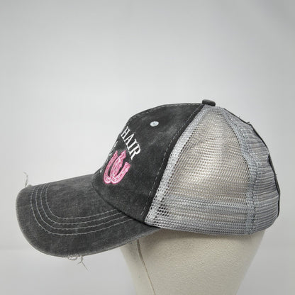Barn Hair Don't Care Ponyback Trucker Hat Gray OS Adjustable Mesh Distressed
