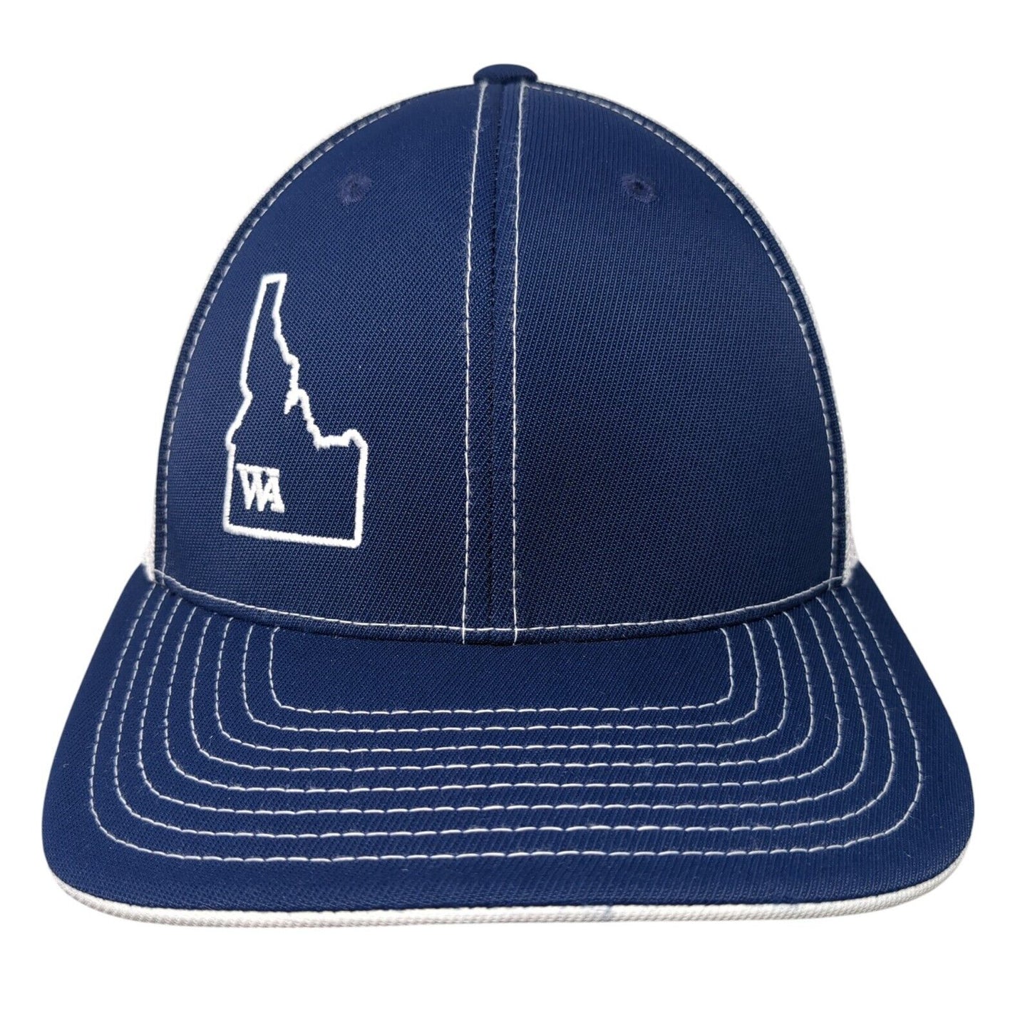 Idaho Fitted Mesh Back Trucker Hat Blue 6 7/8-7 3/8 Pacific Headwear