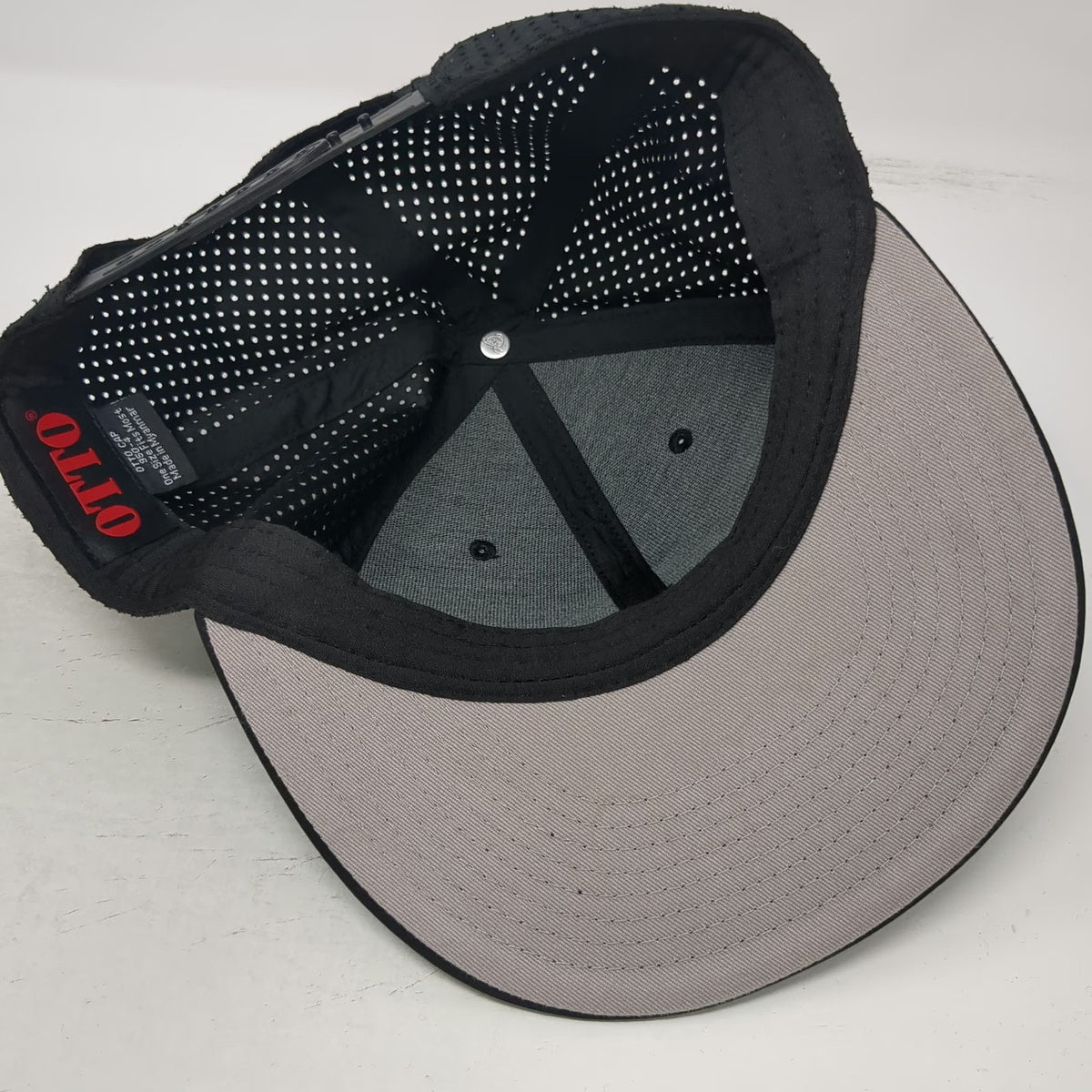 OTTO Trucker Hat Black One Size Stitchx Embroidery Screenprinting Mesh Flat Brim