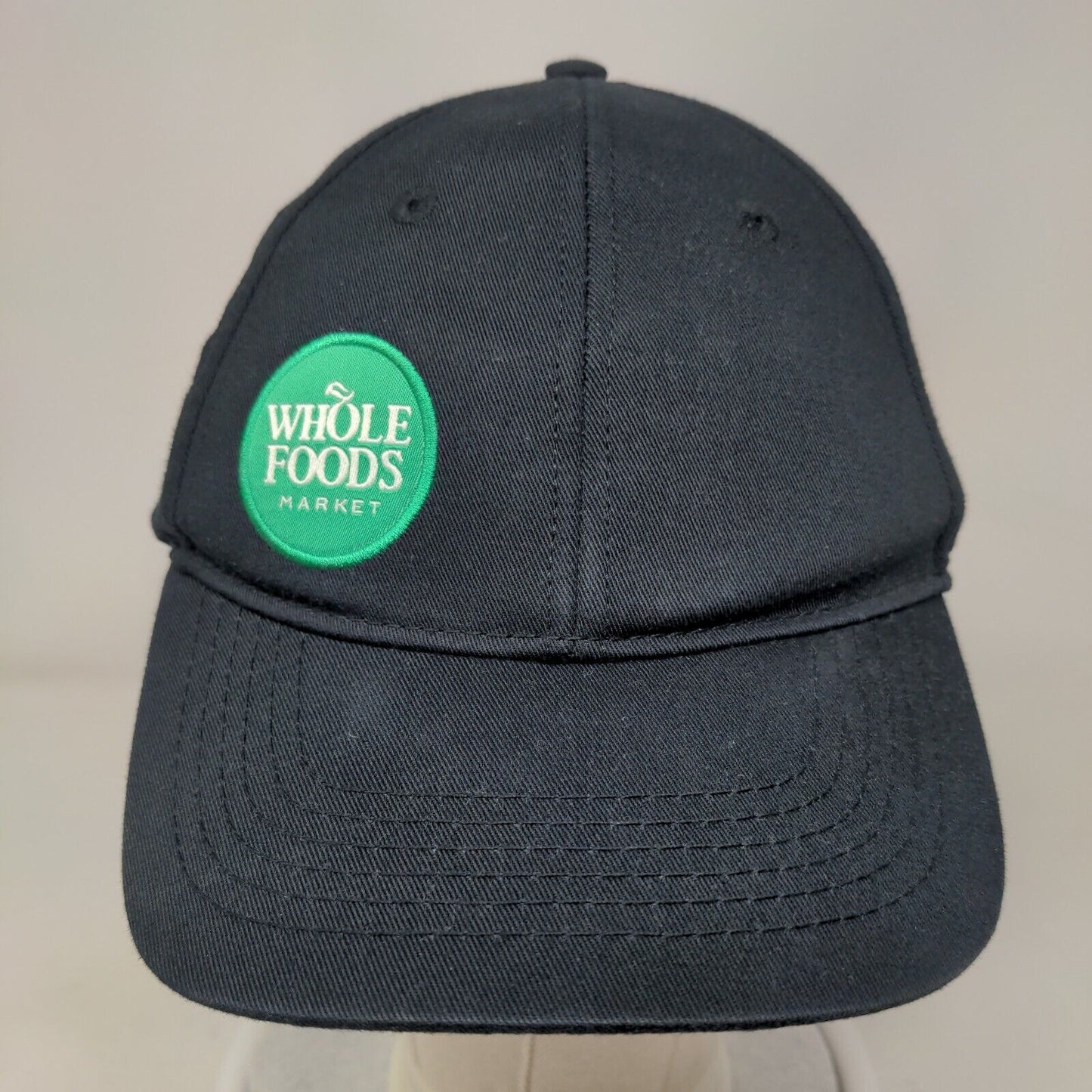 Whole Foods Market Blue OSFM Strapback Hat Adjustable Embroidered Vented Holes