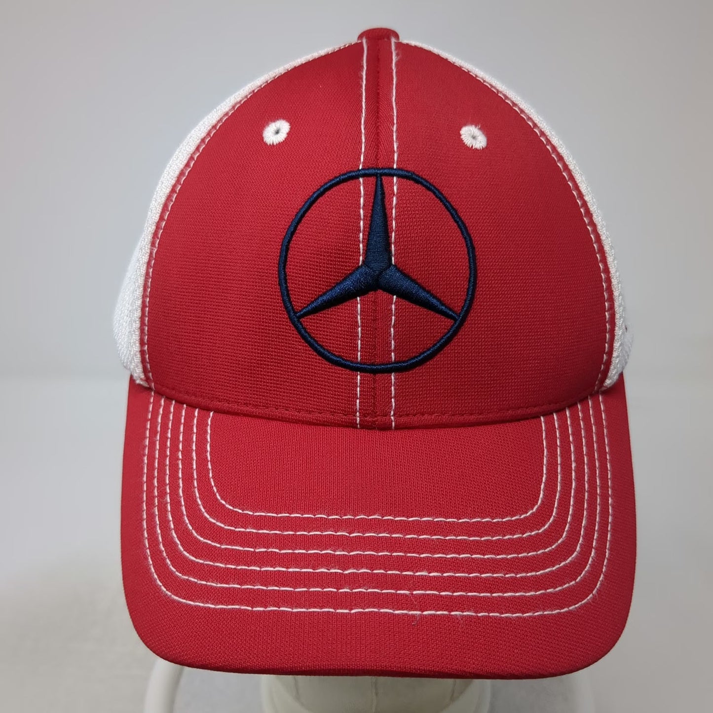 '47 Mercedes Benz Red White Mesh Back Strapback Baseball Cap Hat One Size