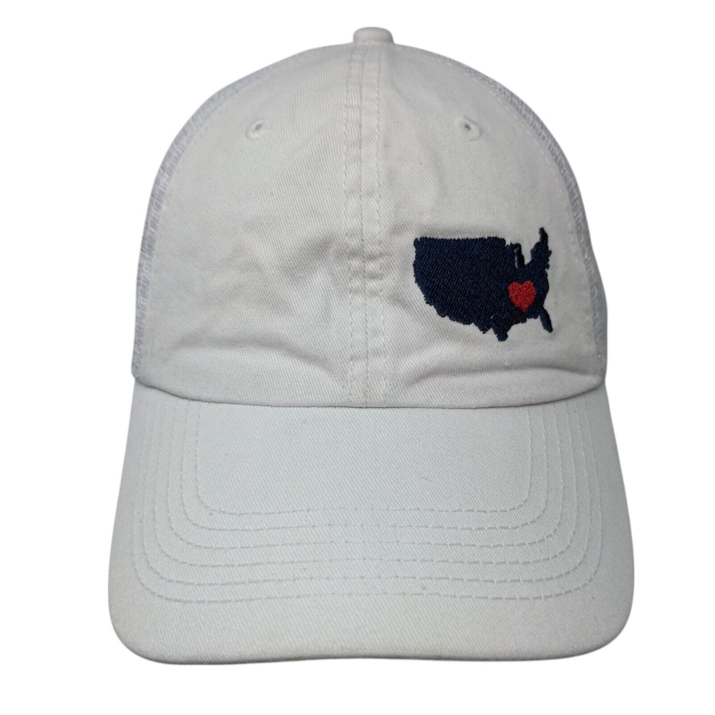 David And Young Snapback Mesh Back Trucker Hat White One Size Embroidered