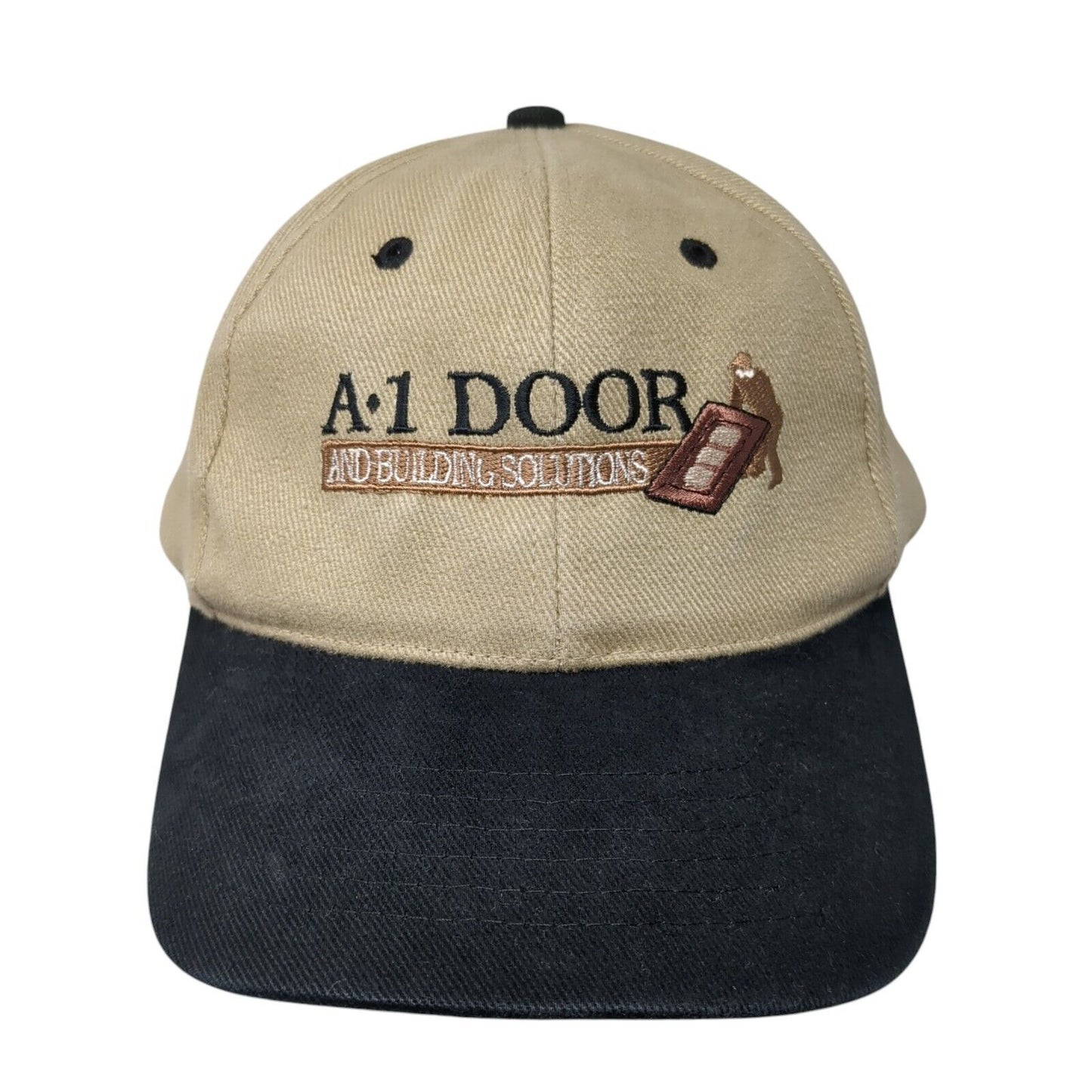 A1 Door And Building Solutions Snapback Hat Tan OS Adjustable Embroidered