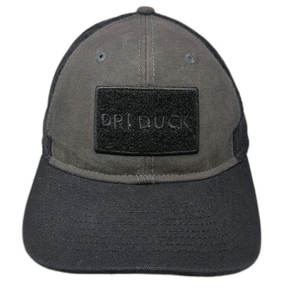 DRI DUCK Trucker Hat Black Gray One Size Mesh Back Snapback Patch Canvas Rugged