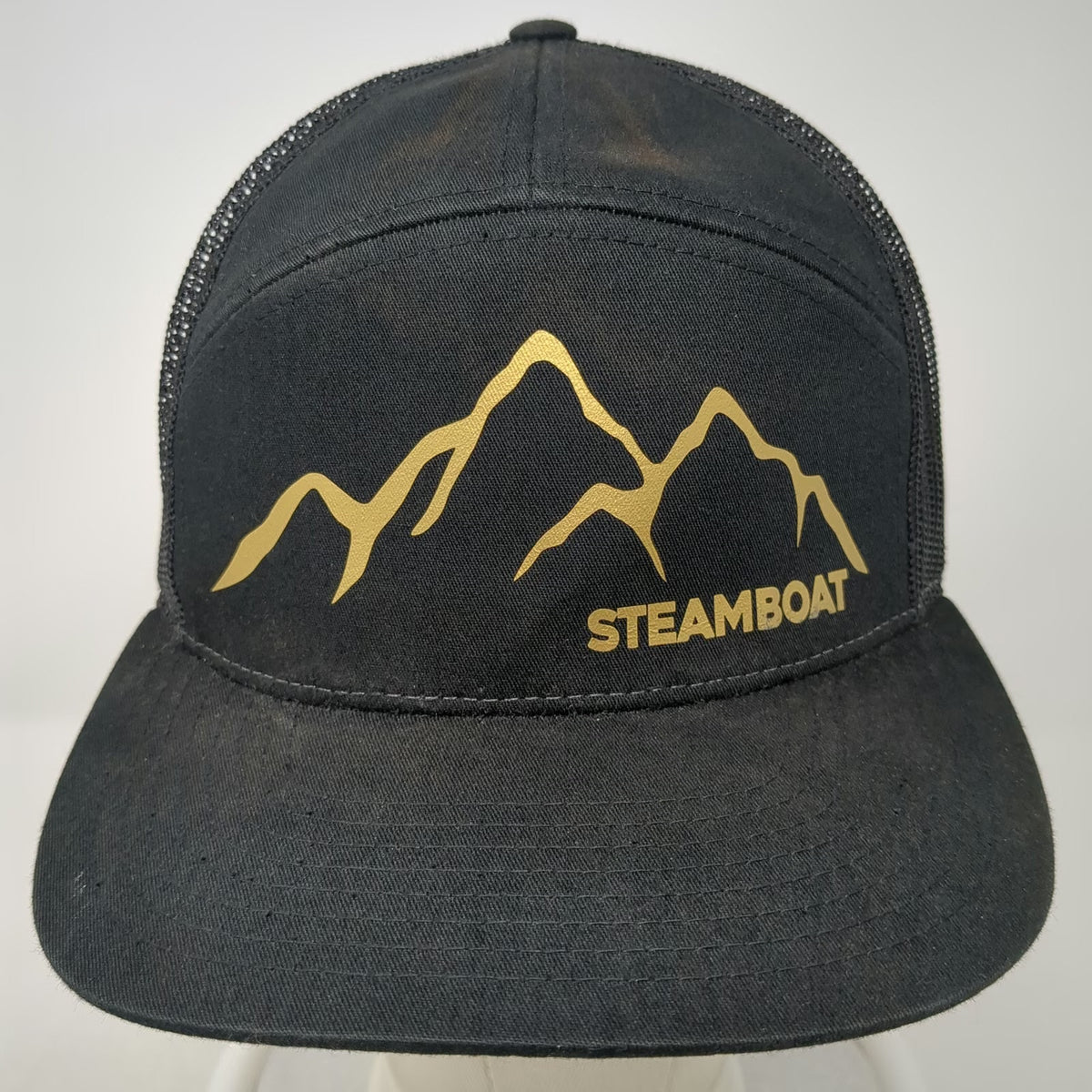 Ski Town All-Stars Steamboat Mountain Trucker Hat Black One Size Snapback Mesh