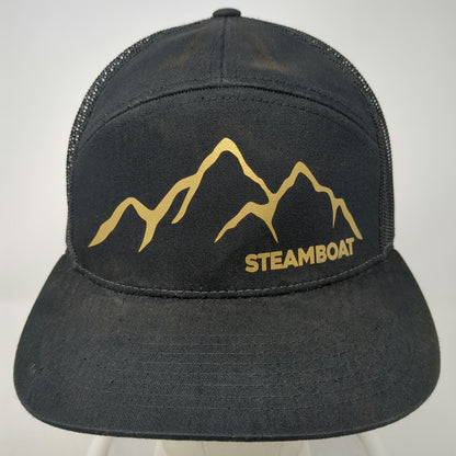 Ski Town All-Stars Steamboat Mountain Trucker Hat Black One Size Snapback Mesh