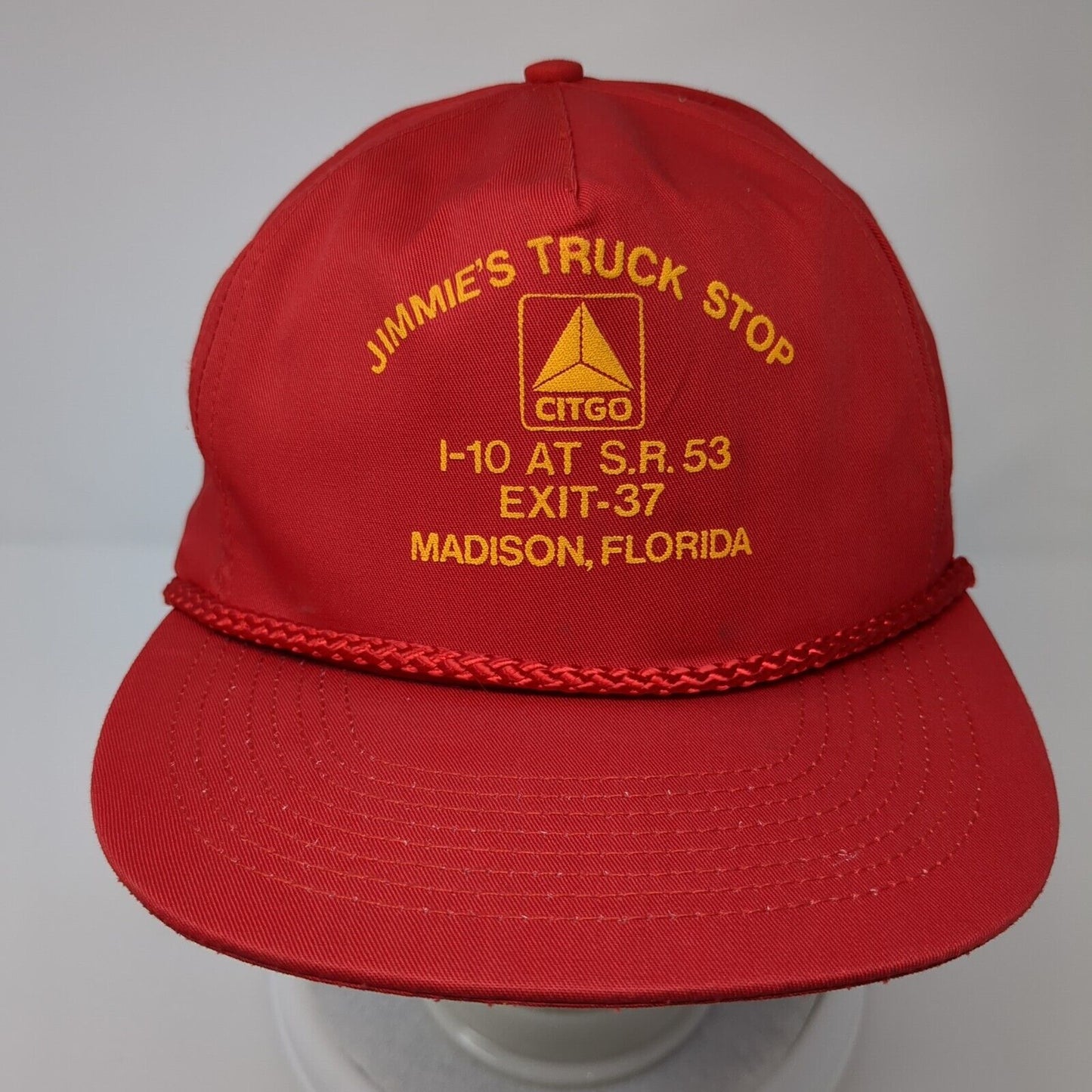 Jimmie's Truck Stop Citgo Madison Florida Snapback Hat Red OS Adjustable Rope