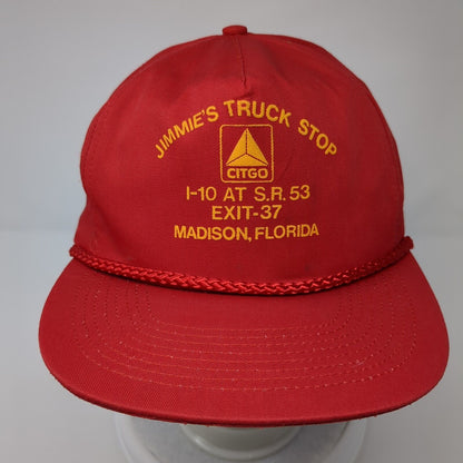 Jimmie's Truck Stop Citgo Madison Florida Snapback Hat Red OS Adjustable Rope