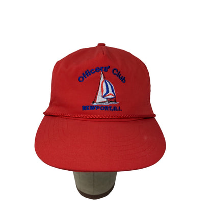 Newport Rhode Island Officers's Club No Problem Cap Slideback Hat Red