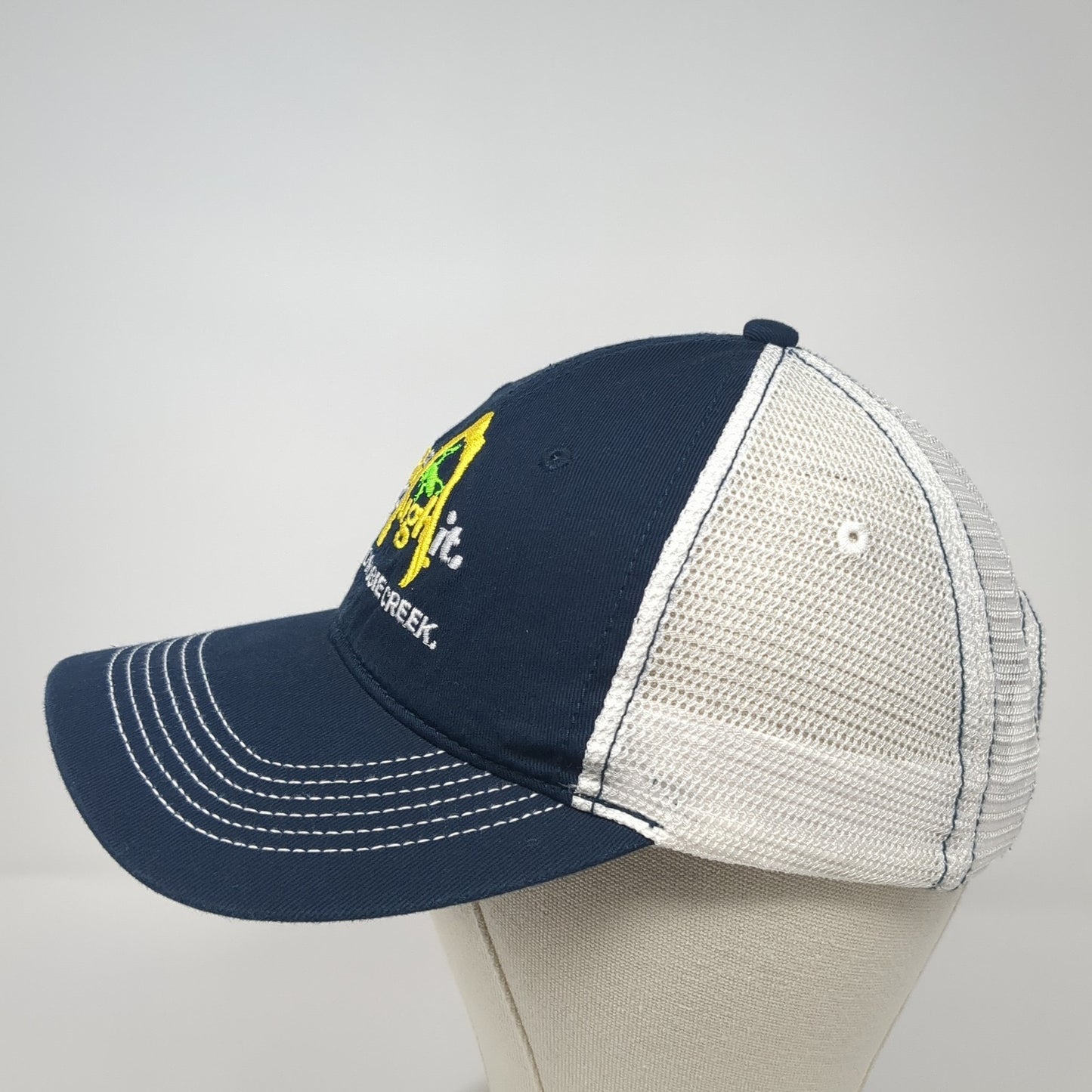 2021 Run Through It Strapback Trucker Hat Blue One Size Race To Robie Creek