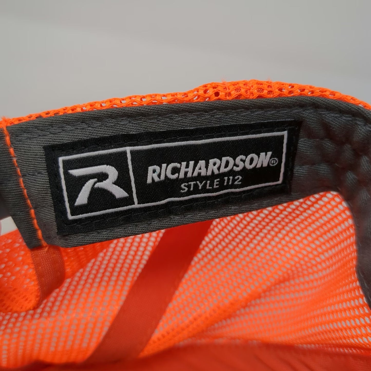 Richardson 112 Trucker Hat Salmon Electrical Contractors Gray Orange OSFM Mesh