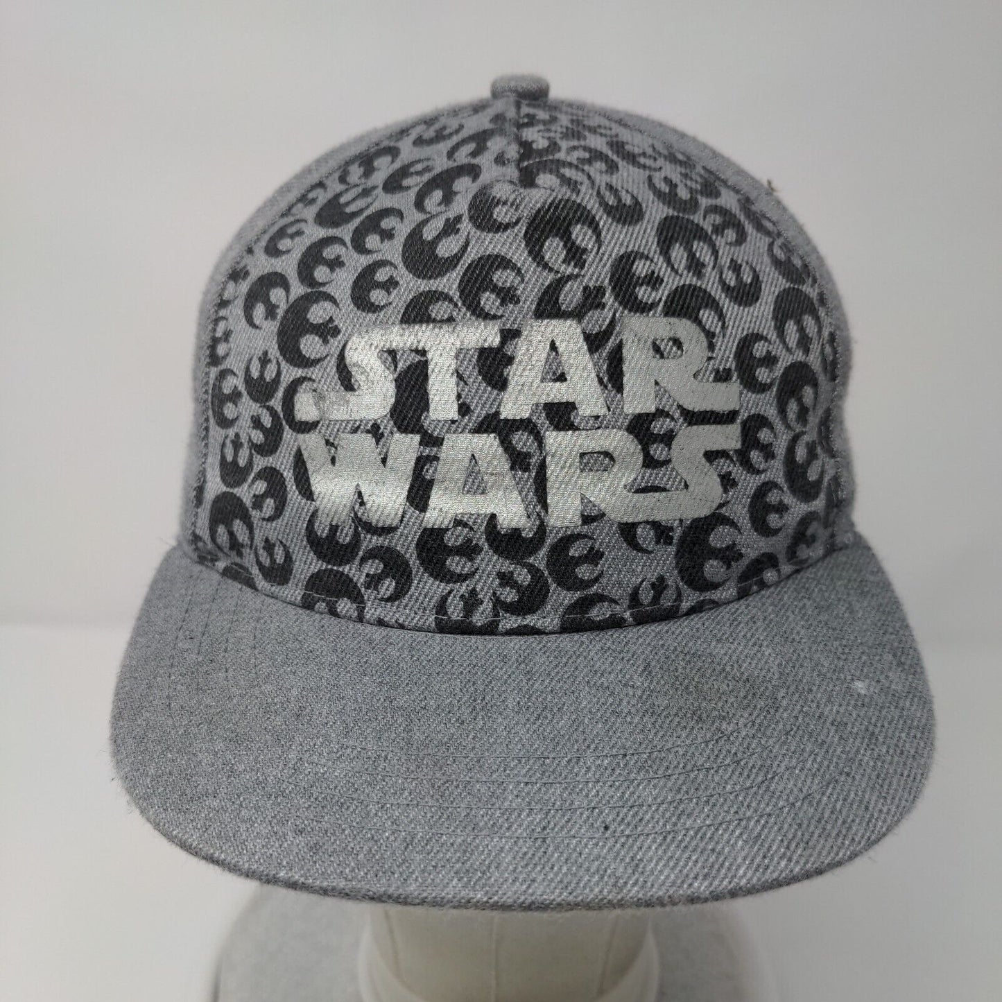 Star Wars Snapback Hat Gray OSFM Adjustable Character Graphic Print 6 Panel