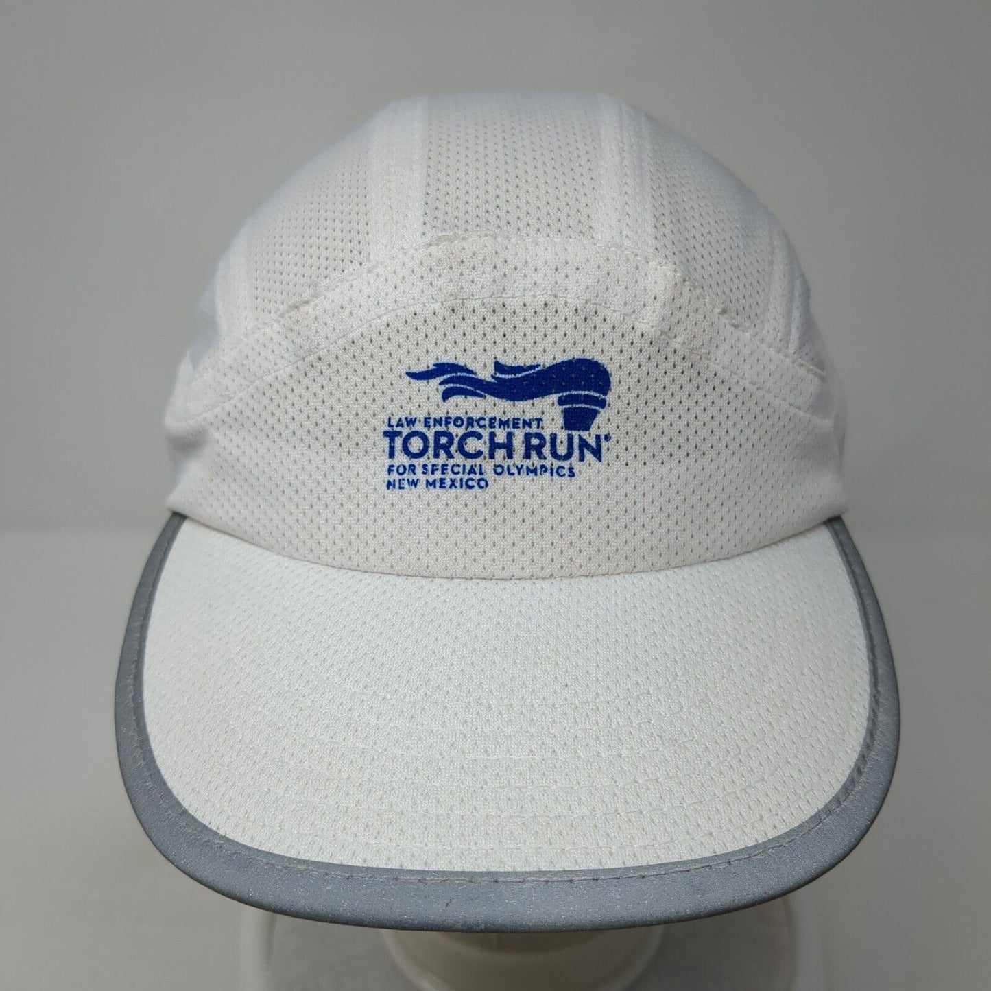 Law Enforcement Torch Run Strapback Hat White One Size Adjustable Mesh