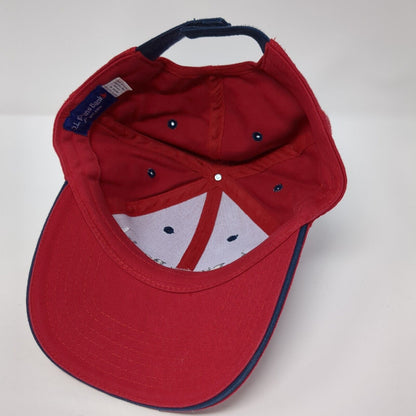 D.L. Evans Bank Strapback Hat Red One Size Adjustable Embroidered Cotton