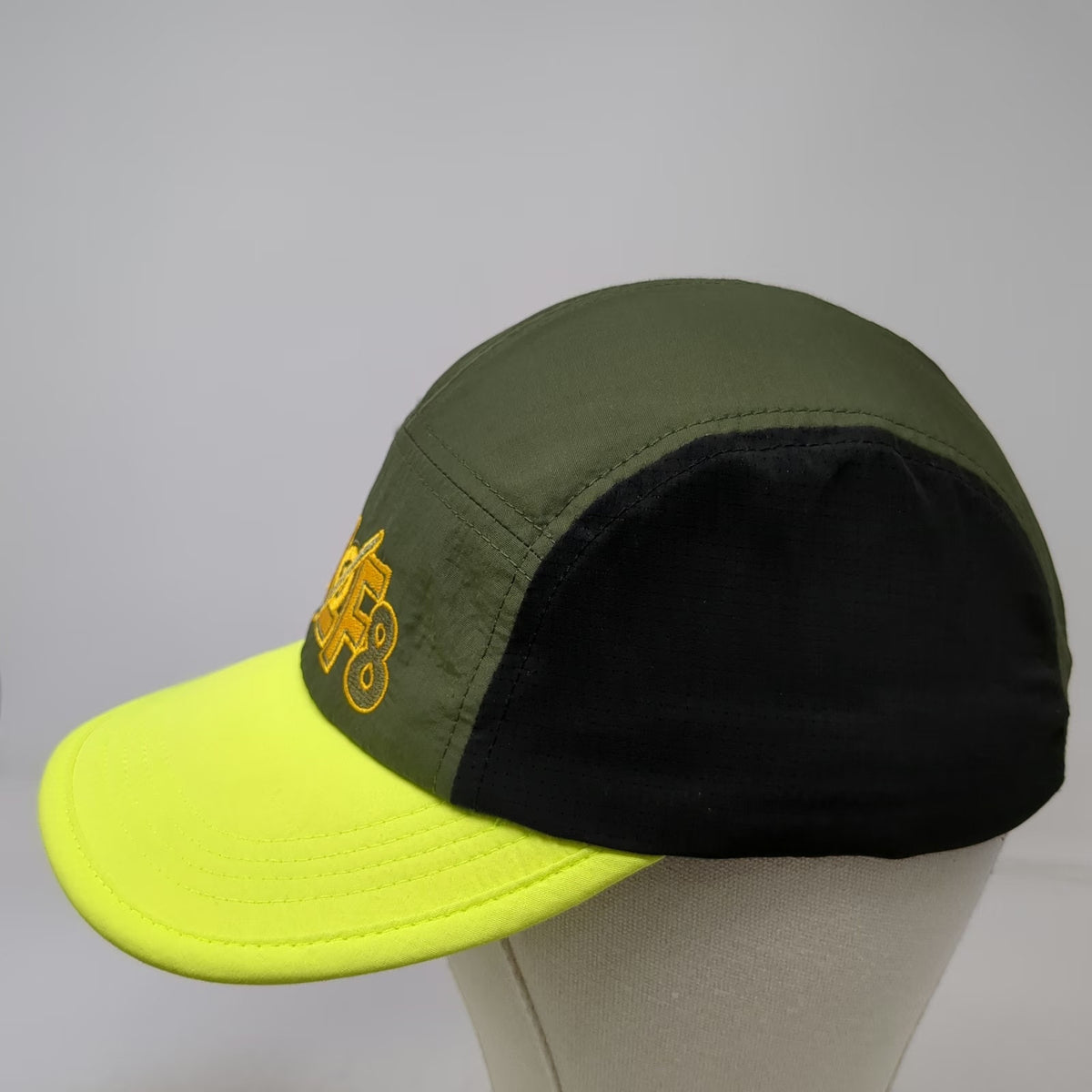 Float 5 Panel Hat Green Black Yellow OS Strapback Flat Brim Nylon FI2F8 Outdoor