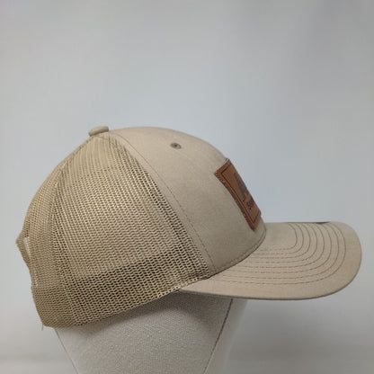 ABC Supply Co. Inc Snapback Mesh Back Trucker Hat Tan One Size Leather Patch