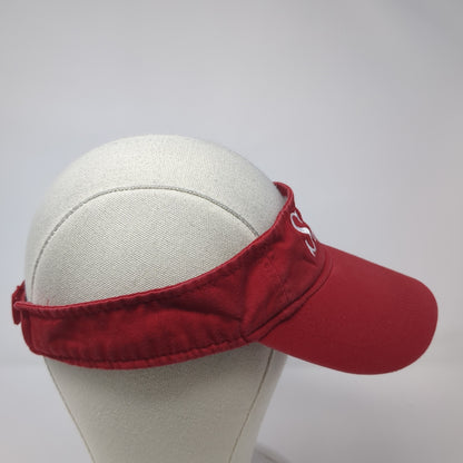 SJM Sun Visor Cap Red One Size Adjustable Strap Lightweight Embroidered Anvil