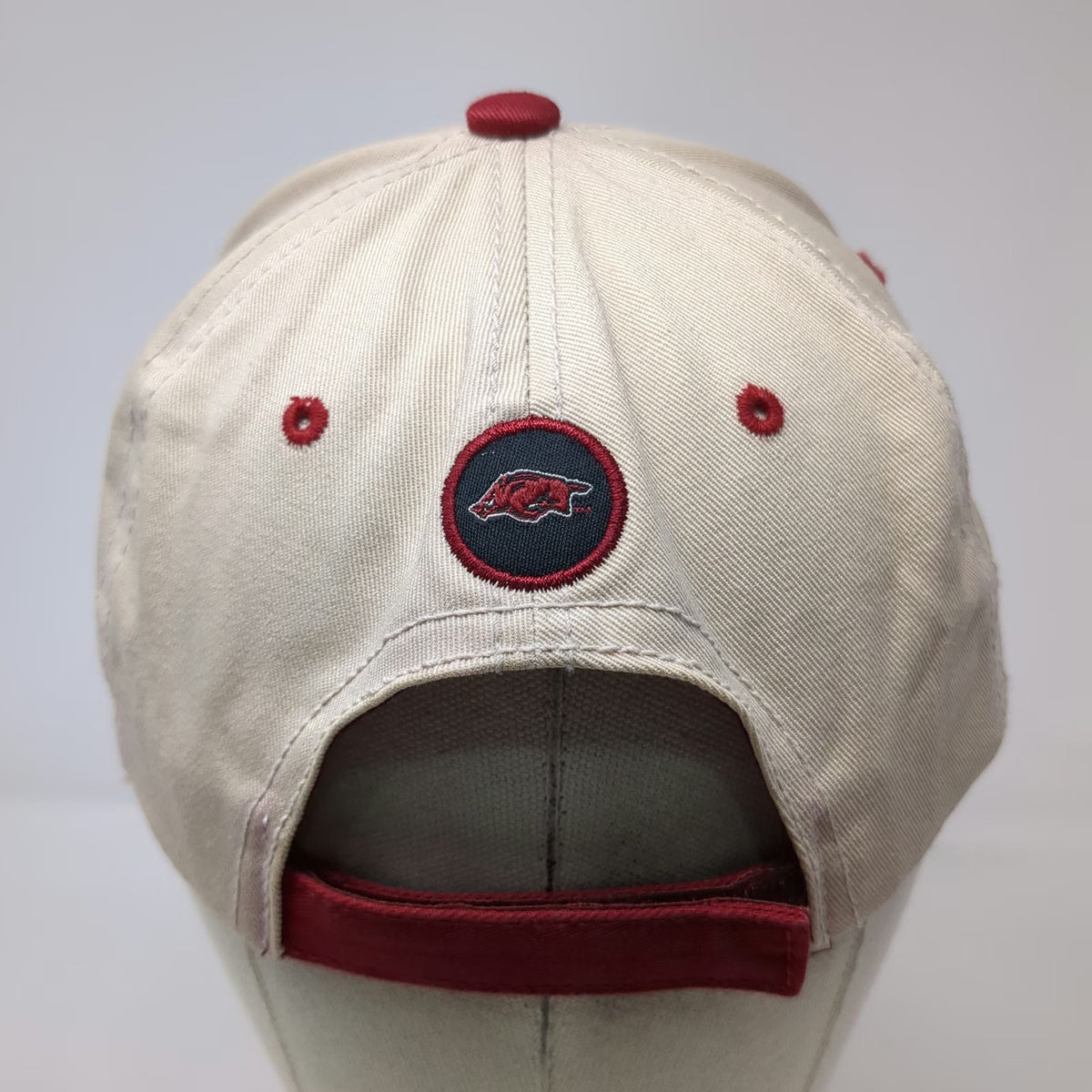 Arkansas Razorbacks NCAA Tailgate Gear Hat Beige Red One Size Strapback Hog Logo