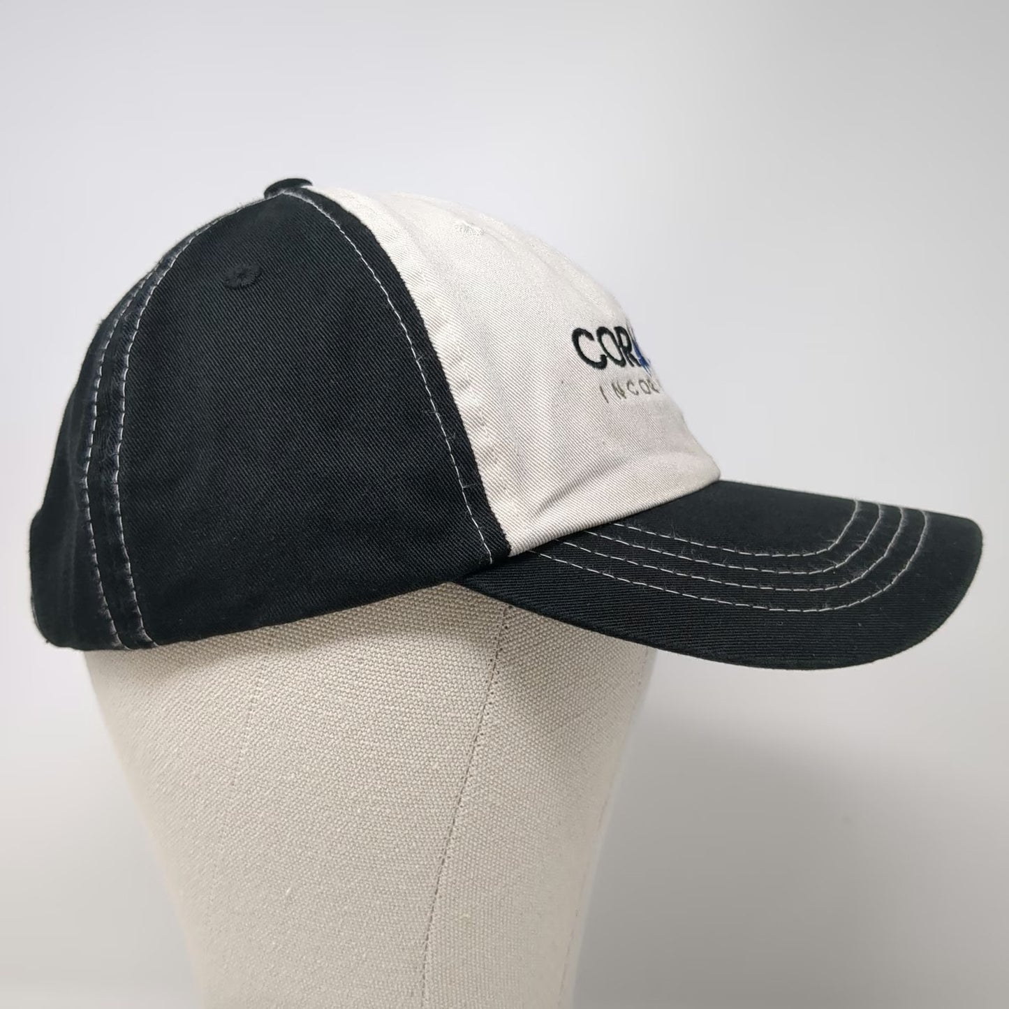 Black Baseball Cap OSFM Adjustable Hat Cor-Avent Incorporated Contrast Stitch