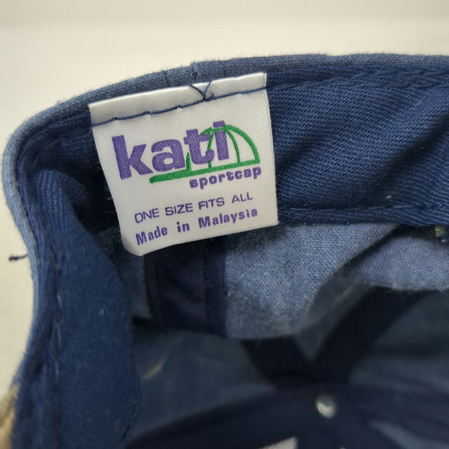 Kati Baseball Cap Blue One Size Apple Logo Slideback Two Tone Hat Vintage