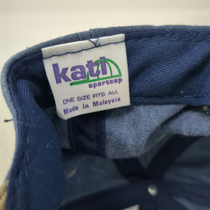 Kati Baseball Cap Blue One Size Apple Logo Slideback Two Tone Hat Vintage
