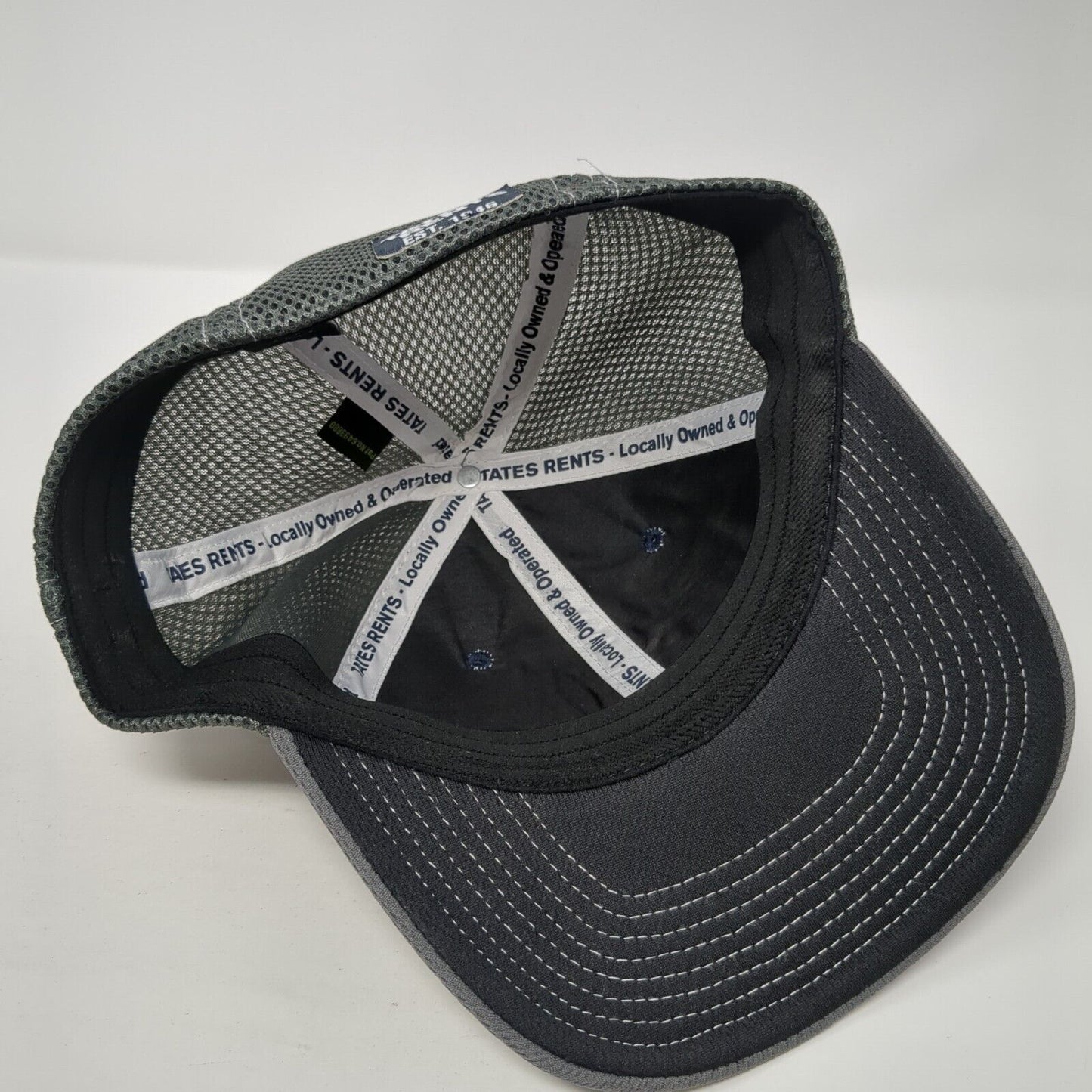 Tates Rents Fitted Mesh Back Hat Gray M/L Embroidered Colorblock 6 Panel