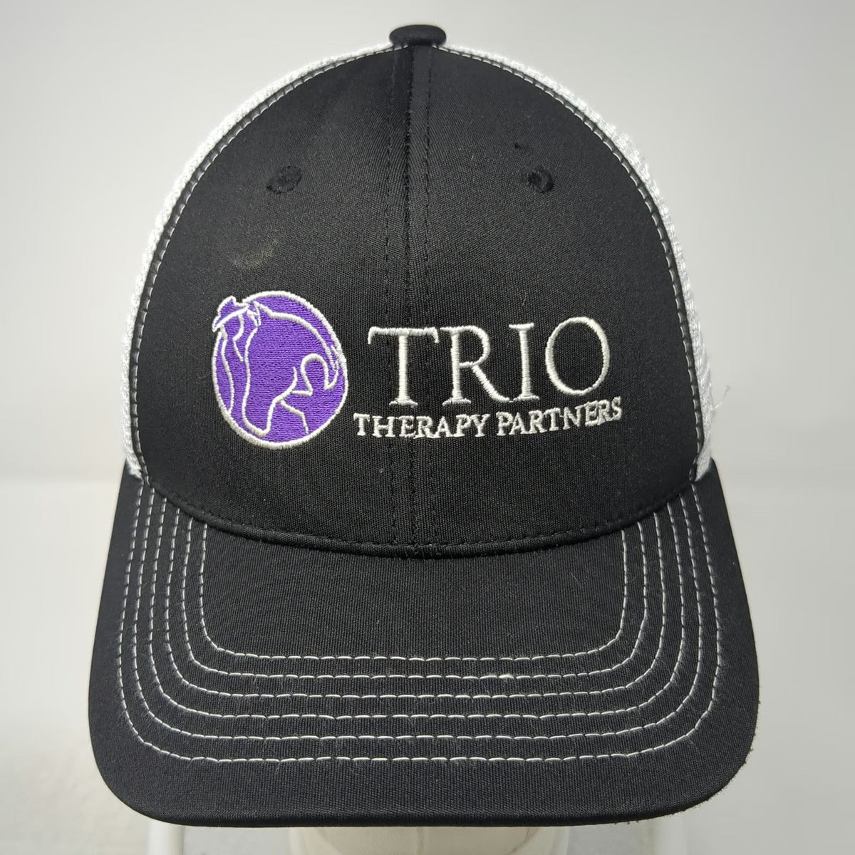 Top of the World Trucker Hat Black White One Size Mesh Snapback Horse Therapy
