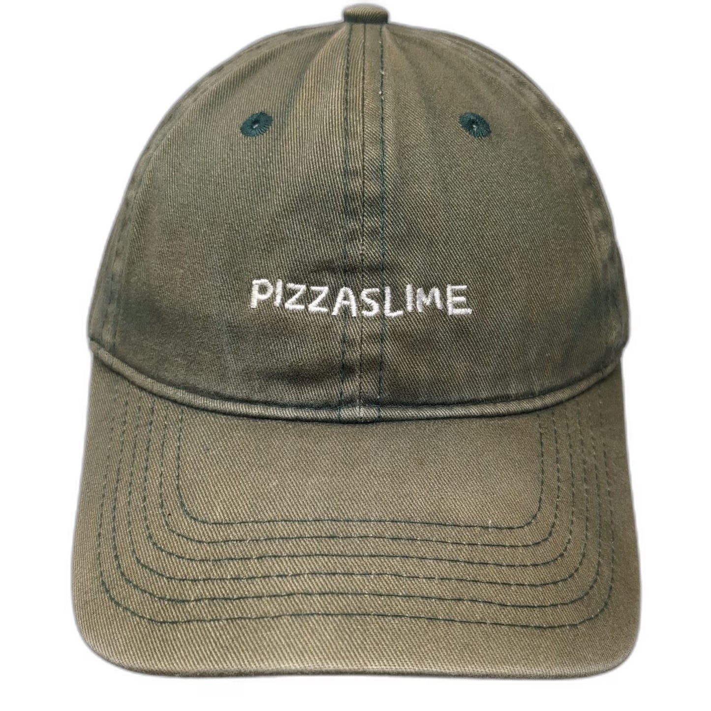 Pizzaslime Baseball Cap Green One Size Embroidered Logo Adjustable Slideback Hat