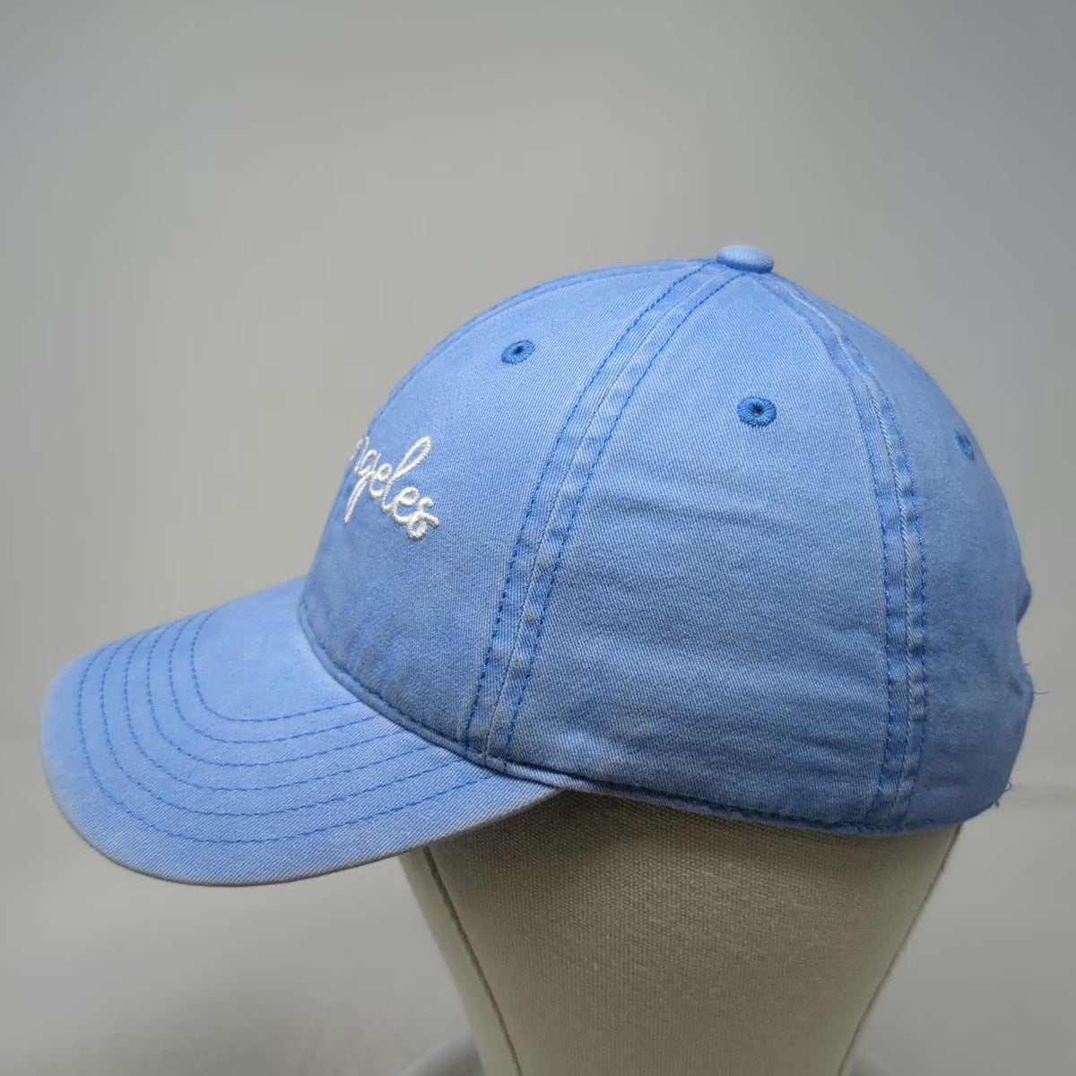 Mighty Fine Baseball Cap Blue One Size Los Angeles Cursive Cotton Slideback Hat