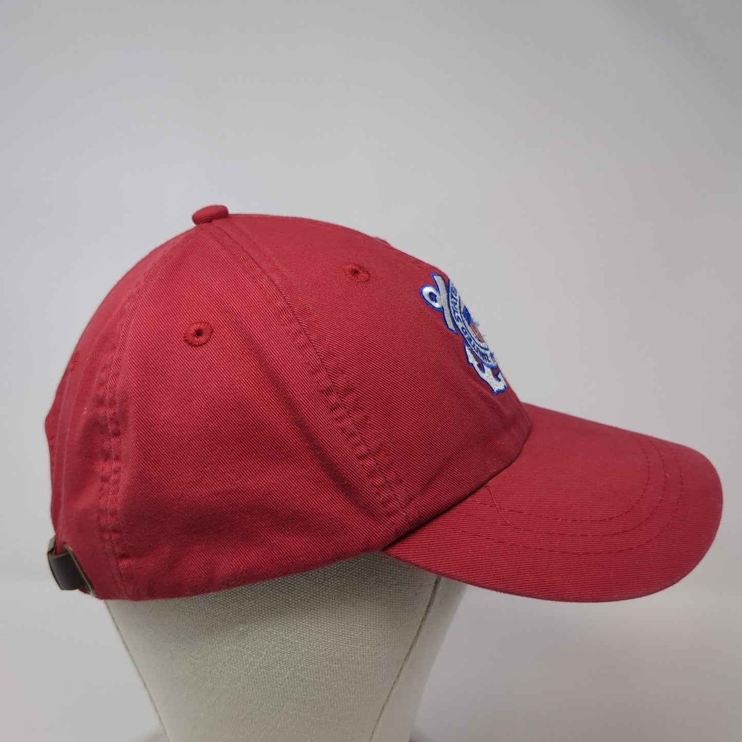United States Coast Guard Slideback Hat Red One Size Leather Strap