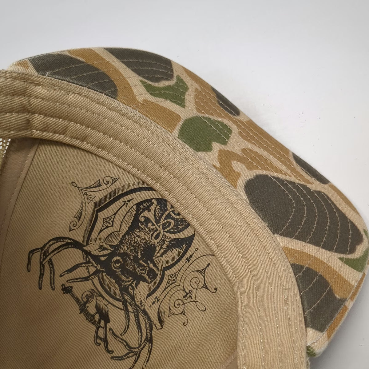 John Deere Trucker Hat Beige One Size Camo Mesh Snapback Patch Moline Illinois