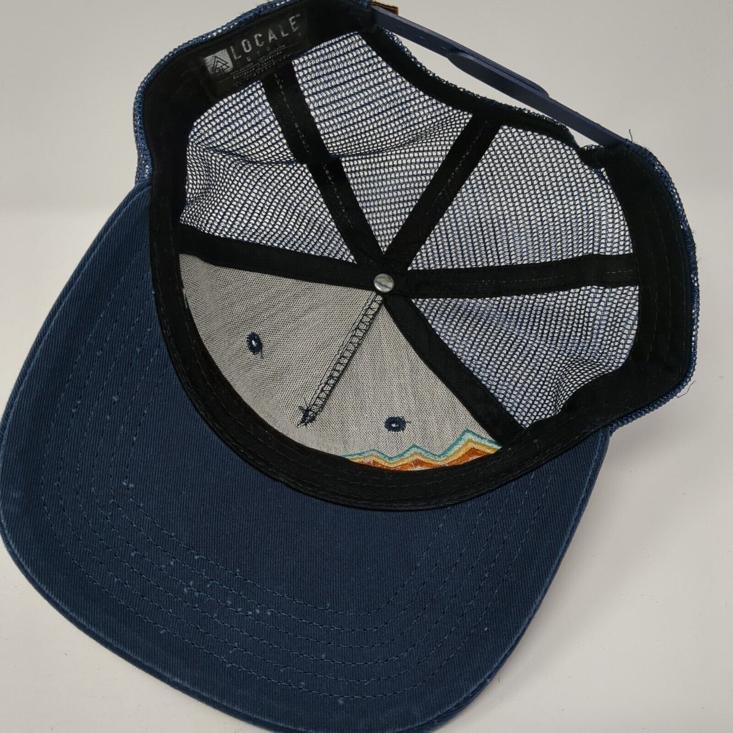 Mt. Rainier National Park Snapback Trucker Hat Blue OS Adjustable Mesh Locale