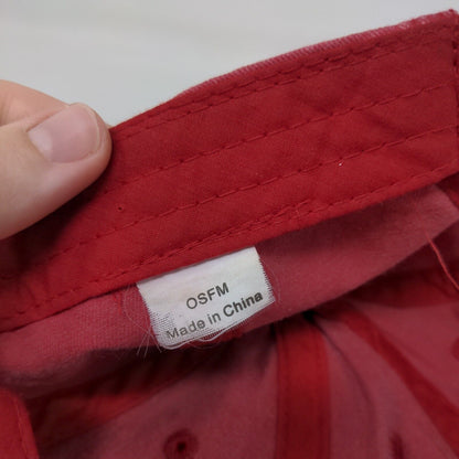 Unbranded Strapback Hat Red OSFM Adjustable Vented Holes 6 Panel Blank