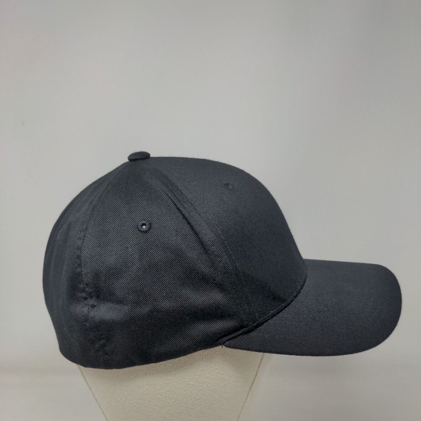 Yupoong Fitted Hat Black L/XL Flexfit Lightweight Vented Holes 6 Panel Blank
