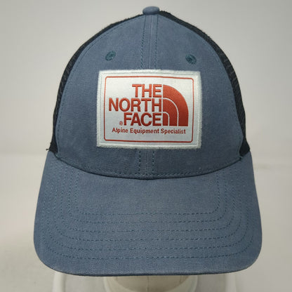 The North Face Trucker Hat Blue Black One Size Mesh Snapback Alpine Logo Patch