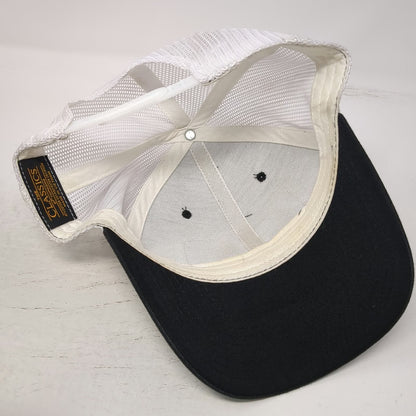 Yupoong Trucker Hat Black White OSFM Trail Boss Living Quarters Mesh Snapback