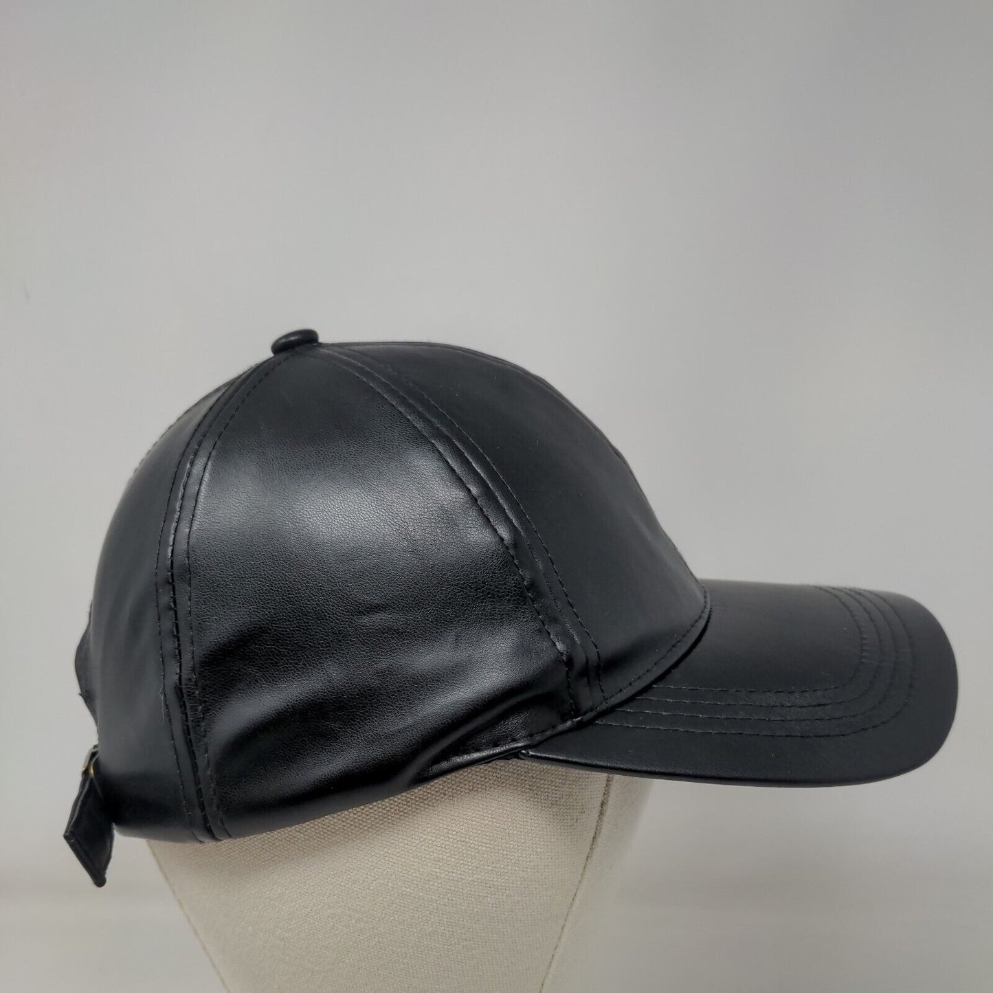 Unbranded Leather Slideback Hat Black One Size Adjustable Blank Polyester